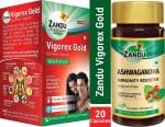 ZANDU Vigorex Gold (1 Pack, 20 Caps in Pack) and Ashwagandha (1 Pack, 60 Caps in Pack)