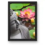 ZIG ZAG Elevate Your Space with Stunning Resin Art Laminated Wall Art in Black Frame (Lord Buddha-2)