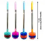 Mast Toilet Cleaning Brush Round with Extra Long Steel Handle - Pack of 4 (Color : Aqua Green, Pink, Blue, Orange)