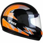 TIGER ONE MOTERBIKE ISI APPROVED FULL FACE COVER HELMET FOR MEN AND WOMENS | ORANGE AND SILVER DESIGN AND TEXT PRINTED HELMET | SIZE-M | COLOR-BLACK