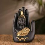 Neema Impex India - Handcrafted Palm Buddha Polyresin Figure Indoor Decoration, Spiritual Gift Buddha for Temple Home and Office Decor