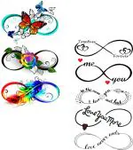 Ordershock Waterproof Infinity Love with Rainbow Infinity Temporary Body Tattoo (Pack of 2)
