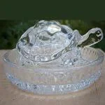 Biyanka Crystal Glass Vastu and Feng Shui Turtle/Tortoise/Kachua with Plate for Postive Energy
