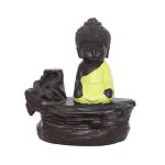 eCraftIndia Yellow Embossed Polyresin Buddha Backflow Smoke Fountain with 10 incenses 11 cm x 10 cm