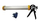 INDITRUST GLOVES with Cartridges Manual Caulking Gun for Silicone Sealant Standard Temperature Cordless Glue Gun (15 inch)