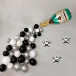 SpecialYou.in Champagne Bottle Foil Balloon ,Black, Silver and White Balloons set and star foil balloon for men and women || Bachoralette, Birthday, Anniversary Celebration || Party Decoration pack of 51 items.