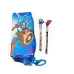 AMB New Avenger Pencil Pouch with 2 Pen for Boys/School Stationery Pencil Case with Solid Zipper Closure for Kids (Captain America, Pouch +2 Pencil)