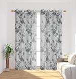 Moli Creations Pack of 2 (7 ft) Door Curtain Cotton Floral Design Polyester Curtains (4 Ft x 7 ft) (48 Inches x 84 Inches) (120 cm x 210 cm) (Grey)