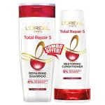 Loreal Paris Shampoo 180ml & Conditioner 180 ml, With Pro-Keratin + Ceramide, Total Repair 5, Combo Pack (1+1)