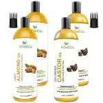 Homeda Cold Pressed Castor Oil & Sweet Almond Oil (400 ml + 400 ml) 100% pure for Hair Growth, Skin Care, Nail, Baby Massage, Eyebrow growth