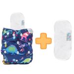 Seabird Regular Soft Fleece Lined Cloth Diaper with 2 Wet-Free Insert (One Size Adjustable Diapers, 3-17 kg) Combo Pack