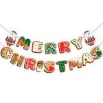 Festiko Merry Christmas Banner (Design 2), Xmas Party Decorations for Home Wall Fireplace Party Supplies