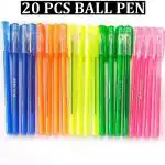 BRAND HOME Pack of 20 Use & Throw Scented Blue Ink Stick Ball Point Pen Fluorescent Colors (Multicolor)