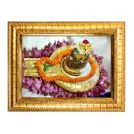 Hawai Lord Kasi Vishwanath Shivaling Designer Wall Hanging Engineered Wood Photo Frame for Worship Use 8.5x7inch SFDI299GLDFRM