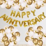 House of Banter White & Gold Anniversary Decorations for Couples, Gold & White Anniversary Theme Decorations, Anniversary Decoration Items for Couples, Parents