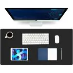 Leeonz Desk Pad, Large Mouse Pad, Office Desk Mat, PU Leather Desk Blotter, Laptop Desk Mat, Waterproof Desk Writing Pad for Office and Home, Single-Sided(Black,80x40cm)