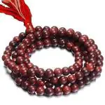 PUSPANJALI HERBALS Red Sandalwood Mala Rosary Lal Chandan Jaap Mala/ 108 Beads Holy Chandan Mala for Puja/Knotted Japa Maala for Meditation