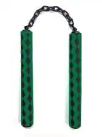 BE TREND Martial Arts Karate Fully Foam Covered Nunchaku||Rubber Foam Nunchaku||Handle - 10 Inches, Chain - 9 Inches|| Nunchaku for Martial Arts| Gymnastic Stick Nunchaku|| Green Nunchaku