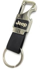 JDP Black Leather, Metal Cars Opener Keychain