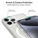 Casotec Clear Case Compatible with Apple iphone 15 Pro Max, Magnetic Case with Built-in Magnets Compatible with MagSafe, Crystal Clear Slim PC & TPU Cover for Apple iphone 15 Pro Max - Clear