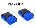 Double Sided colour Microfiber Cloth for Car Cleaning, Home, and kitchen any use Microfiber Towel 750 GSM 40X40cms 750GSM, (Pack Of 2) Blue.