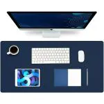 Leeonz Desk Pad, Large Mouse Pad, Office Desk Mat, PU Leather Desk Blotter, Laptop Desk Mat, Waterproof Desk Writing Pad for Office and Home, Single-Sided(Dark Blue,80x40cm)