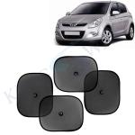 Kingsway Car Curtain Sticky Sun Shade Universal Use for Hyundai I20, 2008 - 2011 Model, Color : Black, Mesh, Pack of 4 Piece Car Sun Shades Blinds Cover