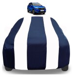 Auto Hub Car Cover Compatible with Kia Seltos with Mirror Pockets, Triple Stitched, Water Resistant Car Body Cover, Navy, White