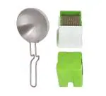 Urban Buy Aluminium Tadka Pan With Steel and Plastic Potato Chipser French Fries Chips Maker Machine Snacks Finger, Potato Finger Chips Cutter and Multicolour, Pack of 2