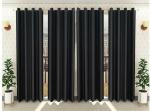 Sehbhagi Black Polyester Plain Semi Transparent Long Door Curtain, 9 Ft (Pack Of 4)