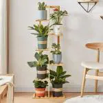 Naayaab Craft Bamboo Plant Stand, 6 Tier 7 Potted Stand for Indoor Plants Outdoor Corner, Multifunction Flower Pot Holder for Living Room, Balcony, Patio, Garden Corner Size- (44x21x125cm)