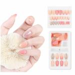 Coslifestore Press On Nails Pack of 24 Reusable Gel Nail Extensions Designer Glitter Nails With Application Kit Consisting of Buffer, Manicure Tool, 24 Jelly Tabs Diy Nail Art (Glitter Ombre Pink)