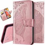 ClickCase Butterfly Series Huawei P20 Lite Rose Gold Faux Leather Mobile Wallet Flip Cover