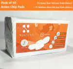 Nucleya Retail Anion chip Sanitary Pads (25 320mm Pads For Heavy Flow + 25 280mm Pads Medium Flow) Japanese Sumitomo SAP