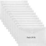 Shining Zon Envelope Design Document Certificates File Folder Bag Clear Holder Storage Case Snap Button File Folder Clear Plastic Container for A4, FS, Legal Size Papers Stationery - Pack of 95