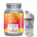 NRoute Super Whey Sugar Free Vanilla Protein Powder 909g with Protein Shaker Bottle 700ml