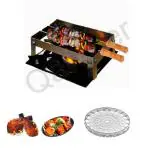 Qawvler Small Barbeque Grill Stand For Gas Stove Gas Tandoor Grill Foldable Tandoor with 2 Skewers & 1 Jali