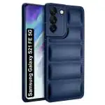 Fashionury Back Case Cover for Samsung Galaxy S21 FE 5G | Compatible for Samsung S21 FE Back Cover | Matte Soft Case | Liquid Silicon Puff Case for Samsung S21 FE 5G with Camera Protection | (Blue)