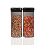 Posh plasticware Snaplock Airtight 1500 ml Plastic Square Container Set for Kitchen Storage - Containers | Unbreakable & Air-Tight Design | BLACK | Containers Set of 2