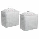PrettyKrafts Large Square Collapsible Canvas Laundry Hamper for Clothes Toy (Pack of 2, Grey)