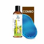 Dog Shampoo & Puppy Shampoo - Naturally Organic Dog Shampoo for Smelly Dogs Grooming Products for Dogs, Deshedding Shampoo for Dogs Pet Shampoo 200 ml (Anti Tick & Flea (Lemon)+Bath Brush)