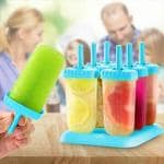 PLEXUS Ice Candy Maker Kulfi, Reusable Frozen Ice Cream Mould Tray of 6 Candy Popsicle Moulds Reusable Plastic Holder Ice Candy Mould