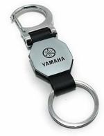 Blue Aura Atar Black Metal, Leather Premium Hook Locking Keychain For Yamaha Bike Men Women Keyring