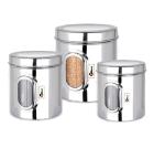 Ebun Stainless Steel Acrylic See Through Window Container Set 850 ml+ 1200 ml+ 1400 ml (3 pcs)