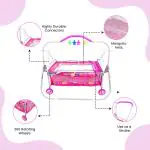 SWING 'N' FLY Foldable Baby Cradle with Swing, Jhula Palna for New Born Babies | Comfortable Multi-Use Baby Cradle, baggi/palna for Baby Comfort Sleep