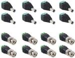TAAPSEE 8 Pairs DC Male Power Jack Plug Adapter and BNC Male Female Balun Connector for Led Strip CCTV Security Camera (Green, Pack of 16)