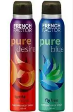French Factor pure Desire & Blue Deodorant Body Spray For Women, Combo (150Ml, Pack Of 2)