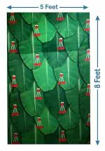 PMW - Wedding Backdrop Cloth for House Hold Functions - Festivals - Ceremonies - Banana Leaf Design with Flower - 5 Feet Width x 8 Feet Length/Height