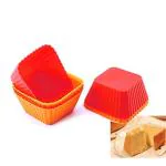 Chitranshi Freezer Safe and Microwave Safe Square Silicone Baking Cups (pack of 6)