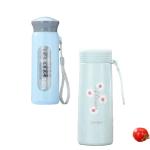 Welour Glass Blue Air Up Royal Daisy Flower And New Style On The Go Water Bottle - 400 Ml (Set Of 2)